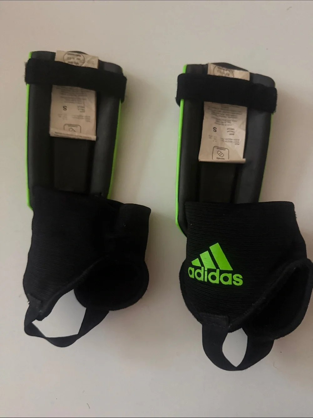 adidas Bright Lime Green and Black Soccer Shin Guards with Ankle Sleeves